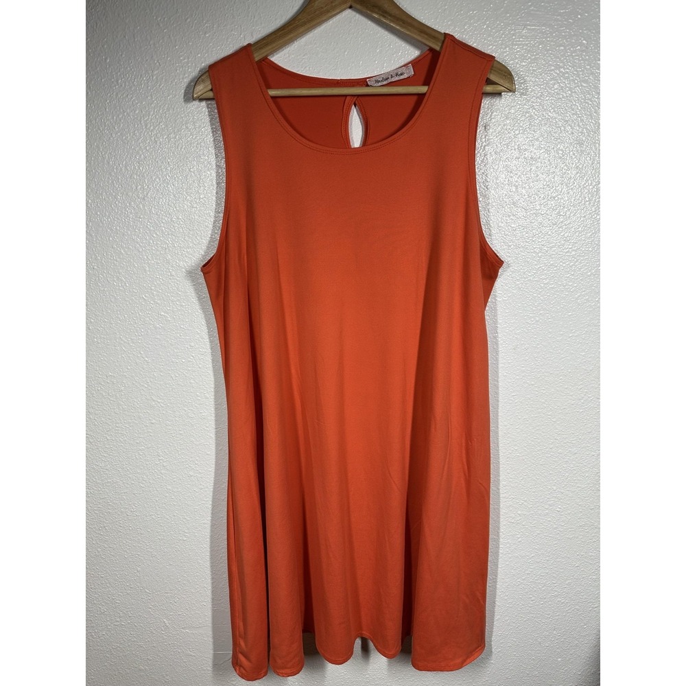 Harlow & Rose Dress Womens Large Orange Sleeveless A-Line Swing Keyhole Back - Picture 6 of 6